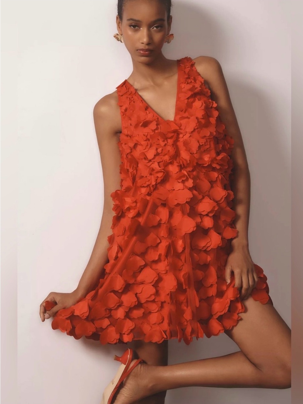 Maeve Red Floral Petal Formal Dress M